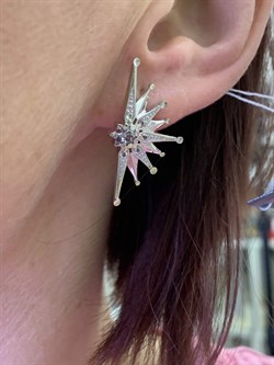 *Серьги Снежинки Голубой Топаз арт. 02-4752-00-201-0200-68-544 вес 4,98 г - фото 278272