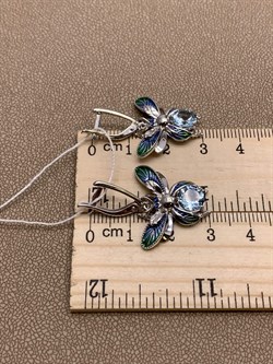 *Серьги Светлячки Голубой Топаз Эмаль арт. 02-4779-00-201-0200-69-322 вес 5,81 г - фото 278285 *Серьги Светлячки Голубой Топаз Эмаль арт. 02-4779-00-201-0200-69-322 вес 5,81 г - фото 278285