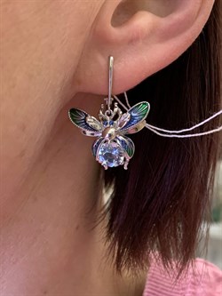 *Серьги Светлячки Голубой Топаз Эмаль арт. 02-4779-00-201-0200-69-322 вес 5,81 г - фото 278288 *Серьги Светлячки Голубой Топаз Эмаль арт. 02-4779-00-201-0200-69-322 вес 5,81 г - фото 278288