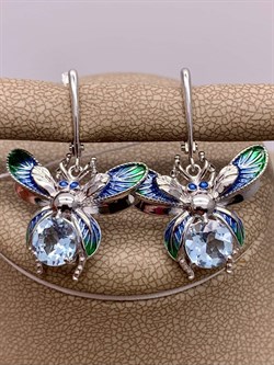 *Серьги Светлячки Голубой Топаз Эмаль арт. 02-4779-00-201-0200-69-322 вес 5,81 г - фото 278290 *Серьги Светлячки Голубой Топаз Эмаль арт. 02-4779-00-201-0200-69-322 вес 5,81 г - фото 278290