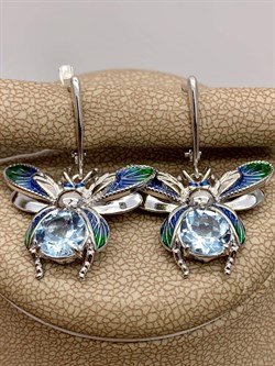 *Серьги Светлячки Голубой Топаз Эмаль арт. 02-4779-00-201-0200-69-322 вес 5,81 г - фото 278291 *Серьги Светлячки Голубой Топаз Эмаль арт. 02-4779-00-201-0200-69-322 вес 5,81 г - фото 278291