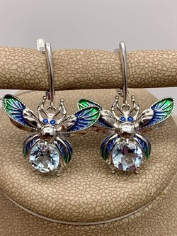 *Серьги Светлячки Голубой Топаз Эмаль арт. 02-4779-00-201-0200-69-322 вес 5,81 г - фото 278293 *Серьги Светлячки Голубой Топаз Эмаль арт. 02-4779-00-201-0200-69-322 вес 5,81 г - фото 278293
