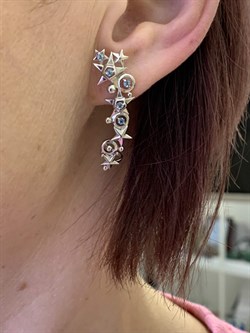 *Серьги Пусеты Звёзды Голубой Топаз арт. 02-4735-00-201-0200-68-502 вес 5,76 г - фото 278321