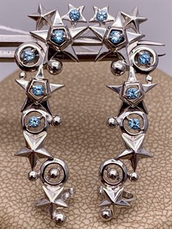 *Серьги Пусеты Звёзды Голубой Топаз арт. 02-4735-00-201-0200-68-502 вес 5,76 г - фото 278323