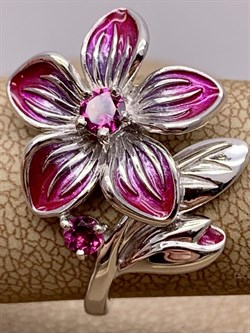 *Кольцо р.18,5 Плюмерия Гранат Родолит Эмаль арт. 01-5491-00-204-0200-69-262 вес 4,38 г - фото 278359 *Кольцо р.18,5 Плюмерия Гранат Родолит Эмаль арт. 01-5491-00-204-0200-69-262 вес 4,38 г - фото 278359