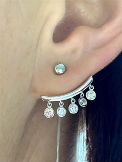 *Серьги Пусеты Трансформеры Белый Фианит арт. 02-2800/00СВ-00-821 вес 3,87 г - фото 279029