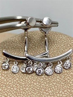 *Серьги Пусеты Трансформеры Белый Фианит арт. 02-2800/00СВ-00-821 вес 3,87 г - фото 279030