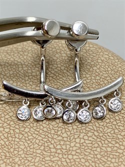 *Серьги Пусеты Трансформеры Белый Фианит арт. 02-2800/00СВ-00-821 вес 3,87 г - фото 279032