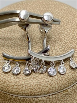 *Серьги Пусеты Трансформеры Белый Фианит арт. 02-2800/00СВ-00-821 вес 3,87 г - фото 279033