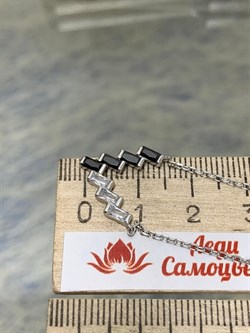 *Колье р.40-45 Микс Белый Фианит Черный Фианит арт. 06-2951/КЦ10-00-740 вес 3,1 г - фото 279075