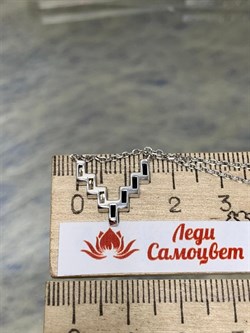 *Колье р.40-45 Микс Белый Фианит Черный Фианит арт. 06-2951/КЦ10-00-740 вес 3,1 г - фото 279076