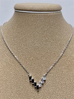 *Колье р.40-45 Микс Белый Фианит Черный Фианит арт. 06-2951/КЦ10-00-740 вес 3,1 г - фото 279077