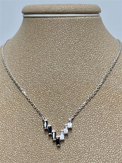 *Колье р.40-45 Микс Белый Фианит Черный Фианит арт. 06-2951/КЦ10-00-740 вес 3,1 г - фото 279079
