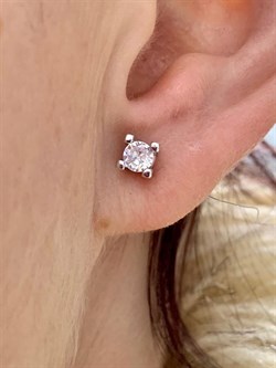 *Серьги Пусеты Белый Фианит арт. 02-2957/00КЦ-00-976 вес 1,48 г - фото 279093