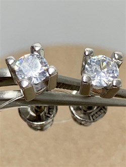 *Серьги Пусеты Белый Фианит арт. 02-2957/00КЦ-00-976 вес 1,48 г - фото 279100