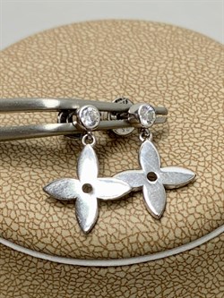 *Серьги Пусеты Клевер Белый Фианит арт. 02-2669/00КЦ-00-119 вес 1,98 г - фото 279471