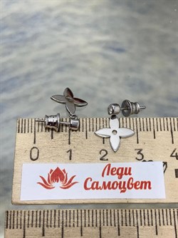 *Серьги Пусеты Клевер Белый Фианит арт. 02-2669/00КЦ-00-119 вес 1,98 г - фото 279475