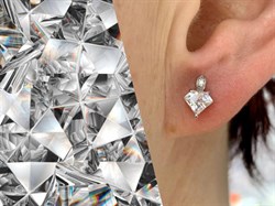 *Серьги Пусеты Белый Фианит арт. 02-2484/00СВ-00-737 вес 1,53 г - фото 279480