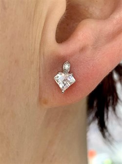 *Серьги Пусеты Белый Фианит арт. 02-2484/00СВ-00-737 вес 1,53 г - фото 279481