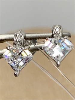 *Серьги Пусеты Белый Фианит арт. 02-2484/00СВ-00-737 вес 1,53 г - фото 279485