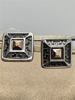 *Серьги Пусеты Белый Бр. арт. 02-2521/000Б-17-731 Вес 3,14 г - фото 279505