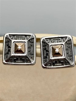 *Серьги Пусеты Белый Бр. арт. 02-2521/000Б-17-731 Вес 3,14 г - фото 279507