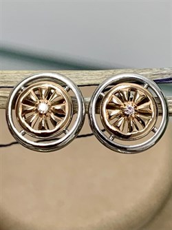 *Серьги Пусеты Белый Бр. арт. 02-1444/000Б-00-094 Вес 2,43 г - фото 279534