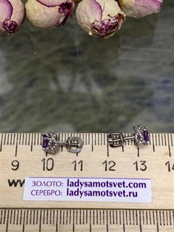 *Серьги Пусеты Аметист арт. 02-2252/00АМ-00-929 Вес 1,49 г - фото 279558