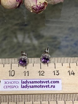 *Серьги Пусеты Аметист арт. 02-2252/00АМ-00-929 Вес 1,49 г - фото 279559