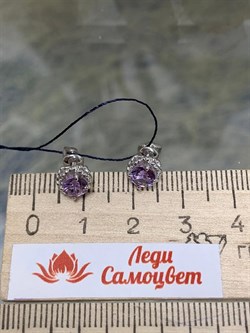 *Серьги Пусеты Аметист арт. 02-2252/00АМ-00-929 Вес 1,49 г - фото 279561