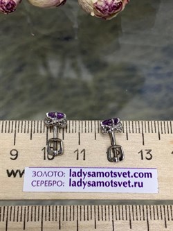 *Серьги Пусеты Аметист арт. 02-2252/00АМ-00-929 Вес 1,49 г - фото 279562