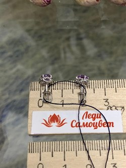 *Серьги Пусеты Аметист арт. 02-2252/00АМ-00-929 Вес 1,49 г - фото 279563