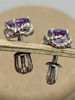 *Серьги Пусеты Аметист арт. 02-2252/00АМ-00-929 Вес 1,49 г - фото 279564