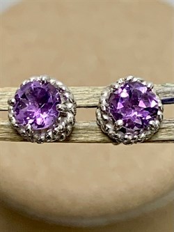 *Серьги Пусеты Аметист арт. 02-2252/00АМ-00-929 Вес 1,49 г - фото 279566