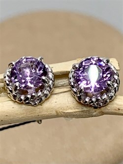 *Серьги Пусеты Аметист арт. 02-2252/00АМ-00-929 Вес 1,49 г - фото 279567