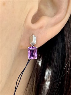 *Серьги Пусеты Аметист арт. 02-2058/00АМ-00-904 Вес 3,06 г - фото 279584