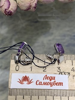 *Серьги Пусеты Аметист арт. 02-2058/00АМ-00-904 Вес 3,06 г - фото 279585