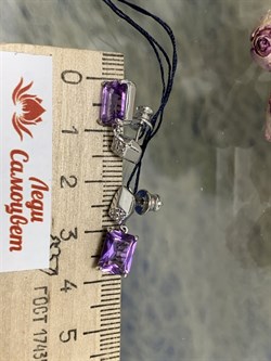 *Серьги Пусеты Аметист арт. 02-2058/00АМ-00-904 Вес 3,06 г - фото 279586