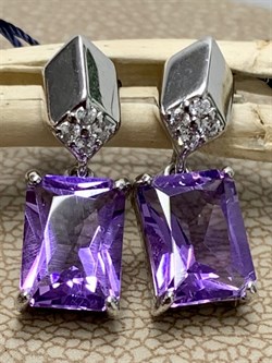 *Серьги Пусеты Аметист арт. 02-2058/00АМ-00-904 Вес 3,06 г - фото 279588