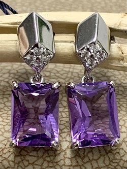 *Серьги Пусеты Аметист арт. 02-2058/00АМ-00-904 Вес 3,06 г - фото 279590