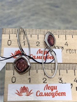 *Серьги Петли Родолит иск арт. 02-1695/0РДК-00-951 вес 2,91 г - фото 279649