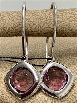 *Серьги Петли Родолит иск арт. 02-1695/0РДК-00-951 вес 2,91 г - фото 279651