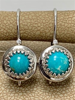 *Серьги Петли Бирюза арт. 02-3349/00БР-00-930 вес 2,44 г - фото 279667