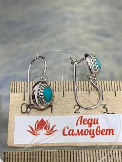 *Серьги Петли Бирюза арт. 02-3349/00БР-00-930 вес 2,44 г - фото 279670 *Серьги Петли Бирюза арт. 02-3349/00БР-00-930 вес 2,44 г - фото 279670