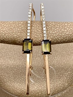 *Серьги Петли Турмалин цв Красное арт 2-108205-00-60-125 вес 2,64 г - фото 279691