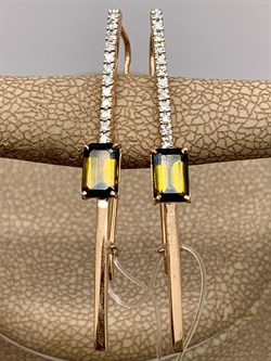 *Серьги Петли Турмалин цв Красное арт 2-108205-00-60-125 вес 2,64 г - фото 279692