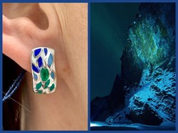 *Серьги Микс Эмаль Зеленый Агат арт. 02-0931/0М35-00-639 вес 4,77 г - фото 279733 *Серьги Микс Эмаль Зеленый Агат арт. 02-0931/0М35-00-639 вес 4,77 г - фото 279733