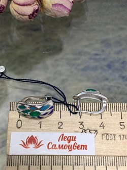 *Серьги Микс Эмаль Зеленый Агат арт. 02-0931/0М35-00-639 вес 4,77 г - фото 279735 *Серьги Микс Эмаль Зеленый Агат арт. 02-0931/0М35-00-639 вес 4,77 г - фото 279735