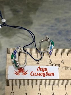 *Серьги Микс Эмаль Зеленый Агат арт. 02-0931/0М35-00-639 вес 4,77 г - фото 279736 *Серьги Микс Эмаль Зеленый Агат арт. 02-0931/0М35-00-639 вес 4,77 г - фото 279736