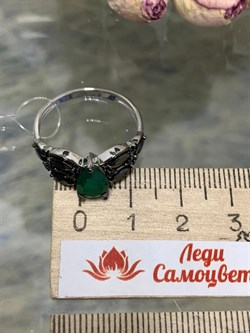 *Кольцо р.16,5 Зеленый Агат арт. 01-2091/00АГ-00-012 вес 3,41 г - фото 279746